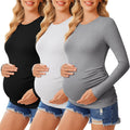 Maternity Shirts Crew Neck Long Sleeve 3-Pack - Comfortable Everyday