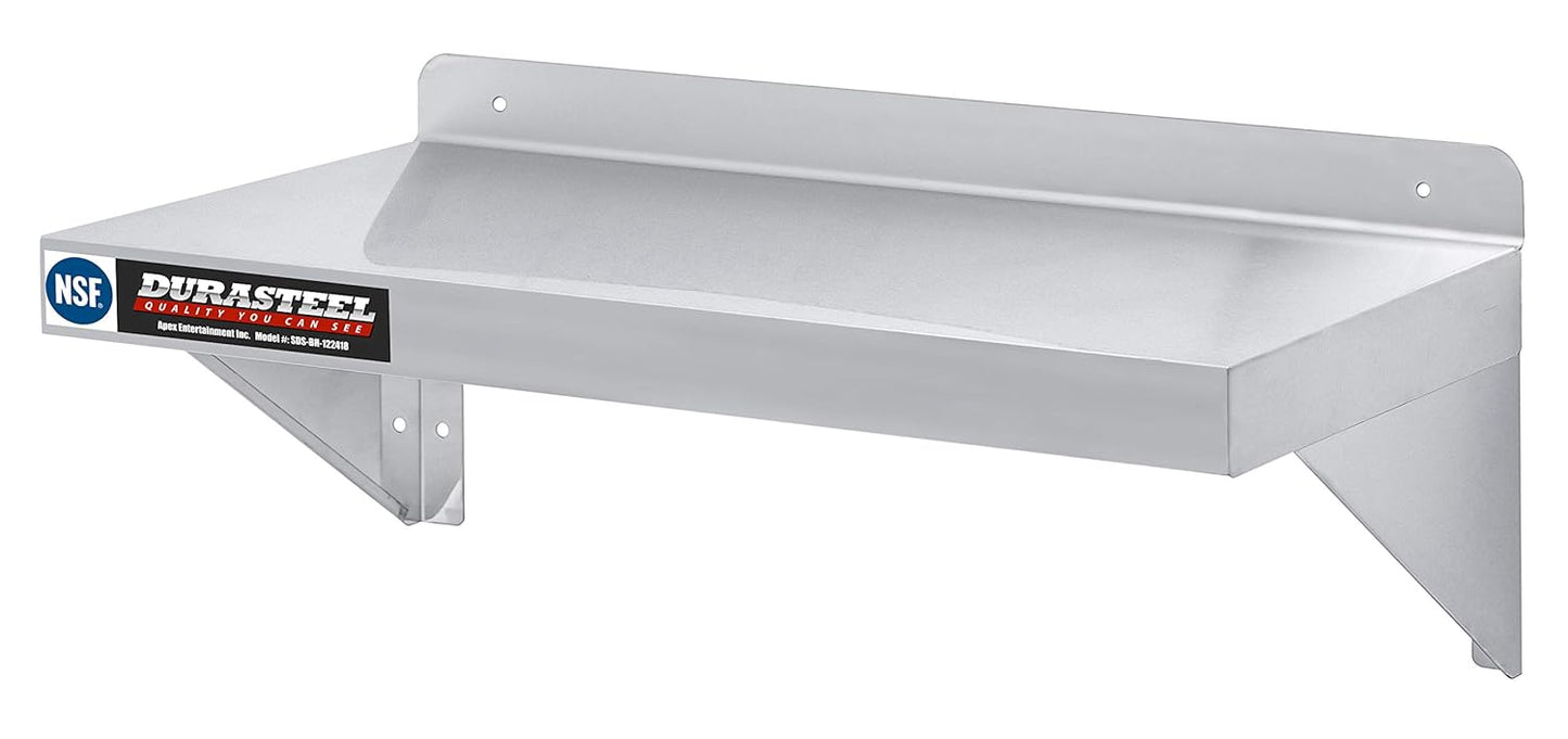 DuraSteel Stainless Steel Wall Shelf - Commercial Grade NSF Certified - Organize with Ease!
