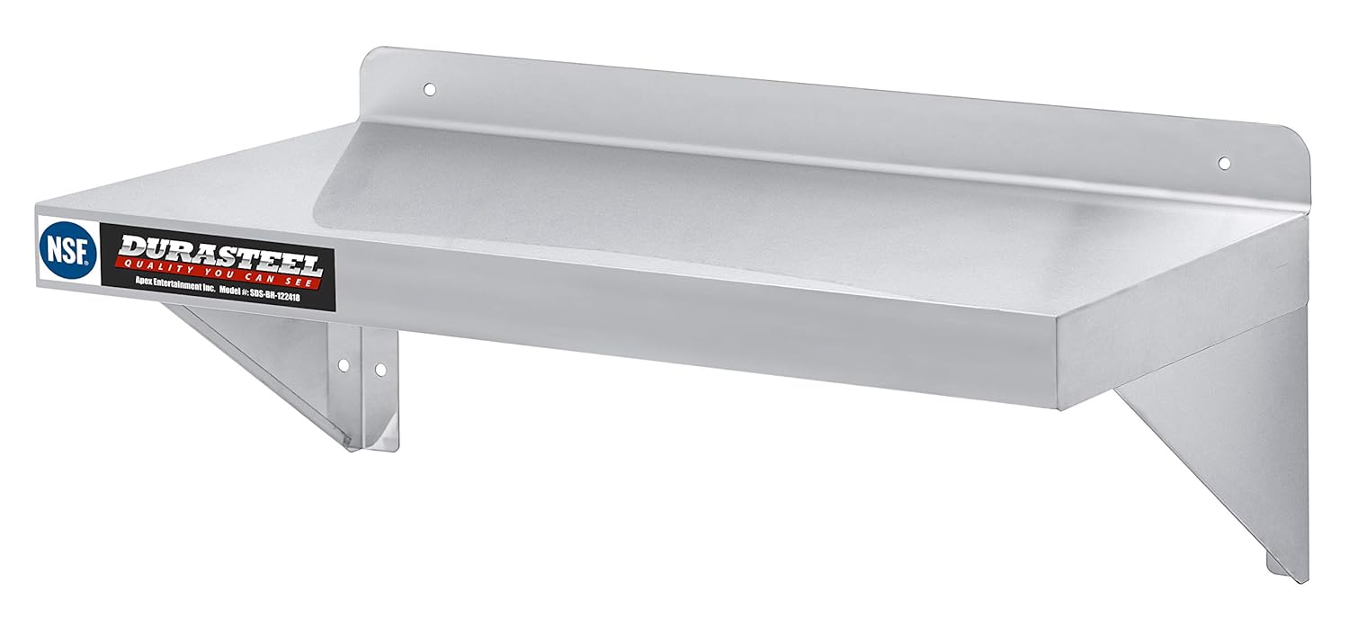 DuraSteel Stainless Steel Wall Shelf - Commercial Grade NSF Certified - Organize with Ease!