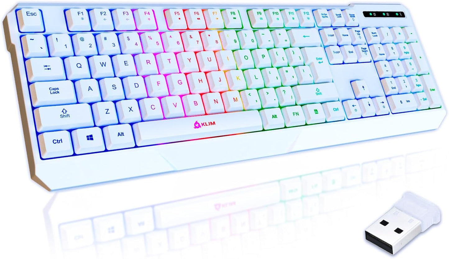 KLIM Chroma Wireless Keyboard - Long-Lasting rechargeable battery for efficient gaming!
