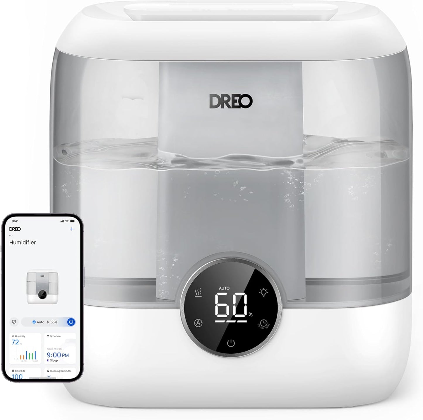 Dreo Smart Humidifiers for Bedroom with 6L Tank and Quiet Mist