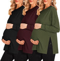 Ekouaer Womens Maternity Shirts 3-Pack - Soft Long Sleeve Tunics made