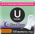 Clean & Secure Ultra Thin Overnight Pads with Wings - 168 Count