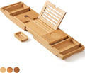 Bathtub Caddy Tray Expandable to 105cm with Bamboo Book Stand