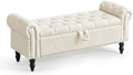 Modern Storage Ottoman Bench with Sherpa Upholstery - End of Bed