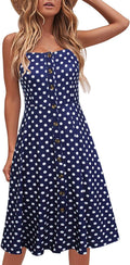 Women's Cotton A-Line Spaghetti Strap Midi Sundress - Black