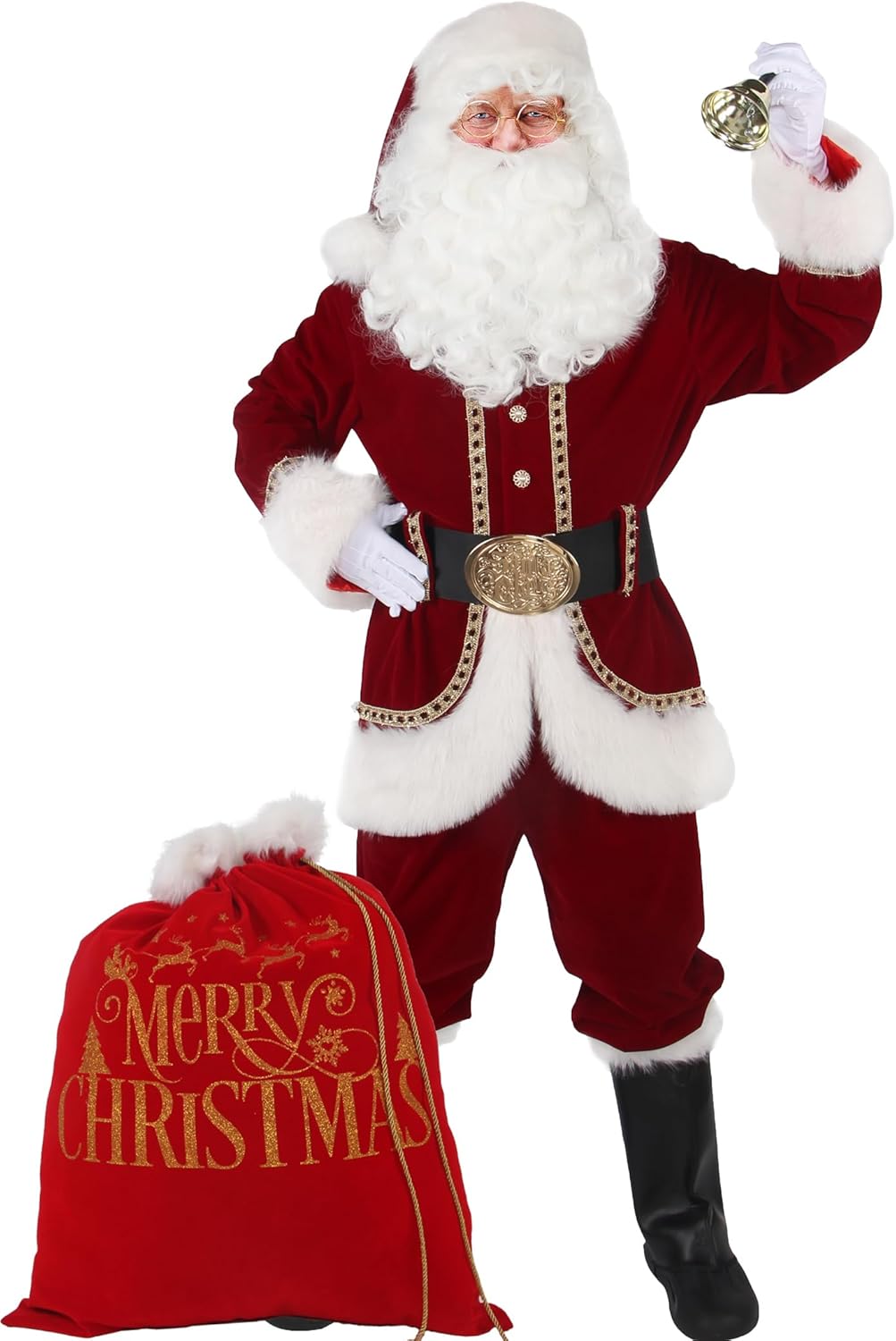 Deluxe Santa Claus Costume for Men - 11pcs Christmas Suit