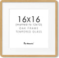 16x16 Picture Frame Square Wood Frame Matted to 12x12 - Natural Oak