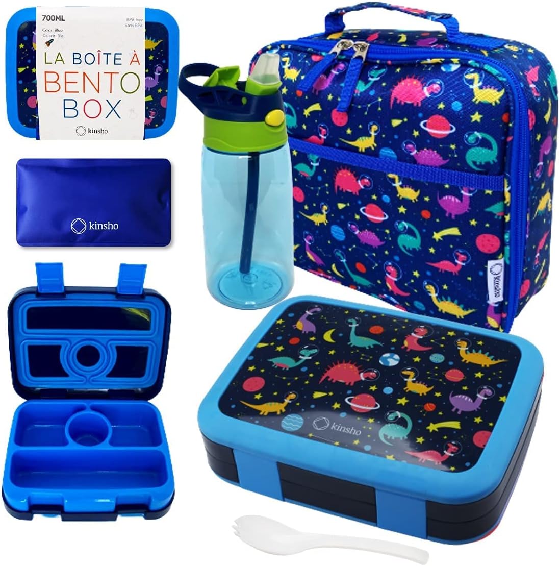 Bento Lunch Box Set for Kids with Bag, Water Bottle & Ice Pack
