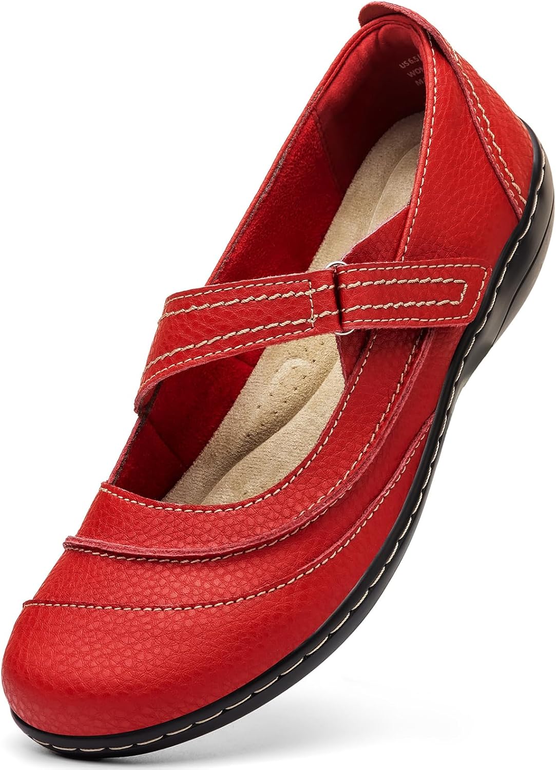 Women's Comfortable Lightweight Leather Mary Jane Flats for Work