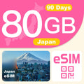 Japan Travel eSIM Card 90 Day 80GB Prepaid Data Plan - Reliable 4G LTE