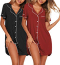 Ekouaer Nightgowns for Women 2 Pack Button Down Sleepwear - Soft