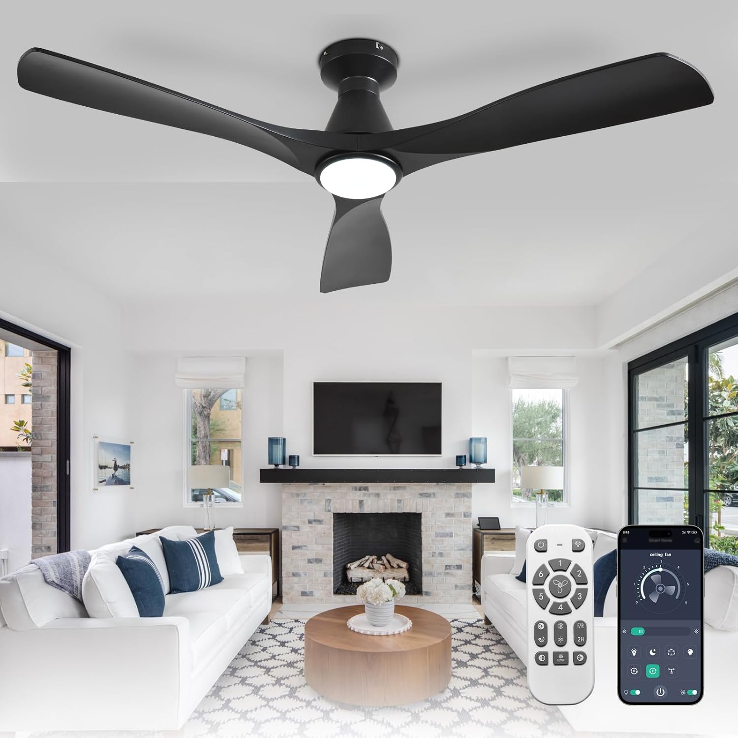 Depuley 52-Inch Ceiling Fan with Lights for Indoor Outdoor Use