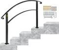 Happybuy 4-Step Handrail Matte Black Wrought Iron Handrail - Safe