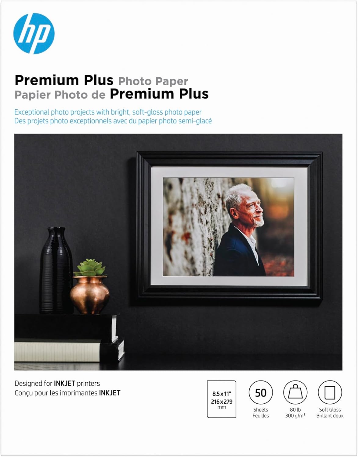 HP Satin Photo Paper, High-Quality Prints, 50 Sheets
