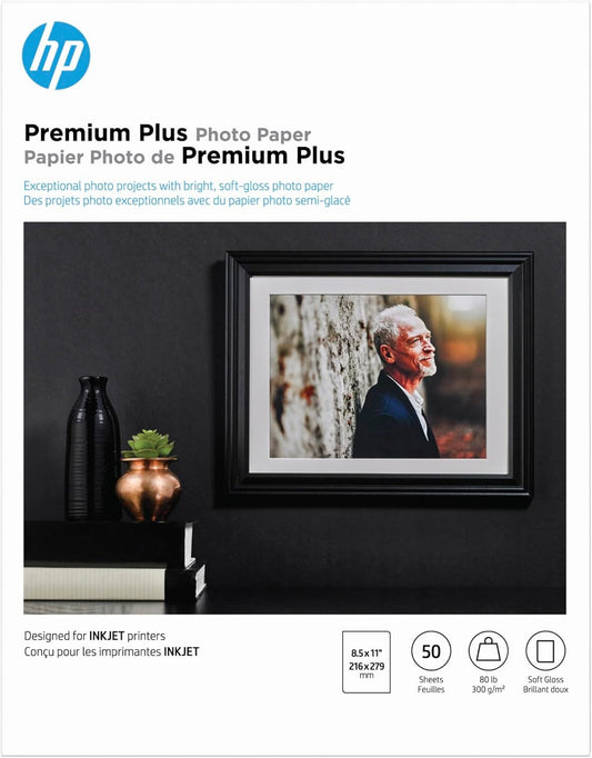 HP Satin Photo Paper, High-Quality Prints, 50 Sheets