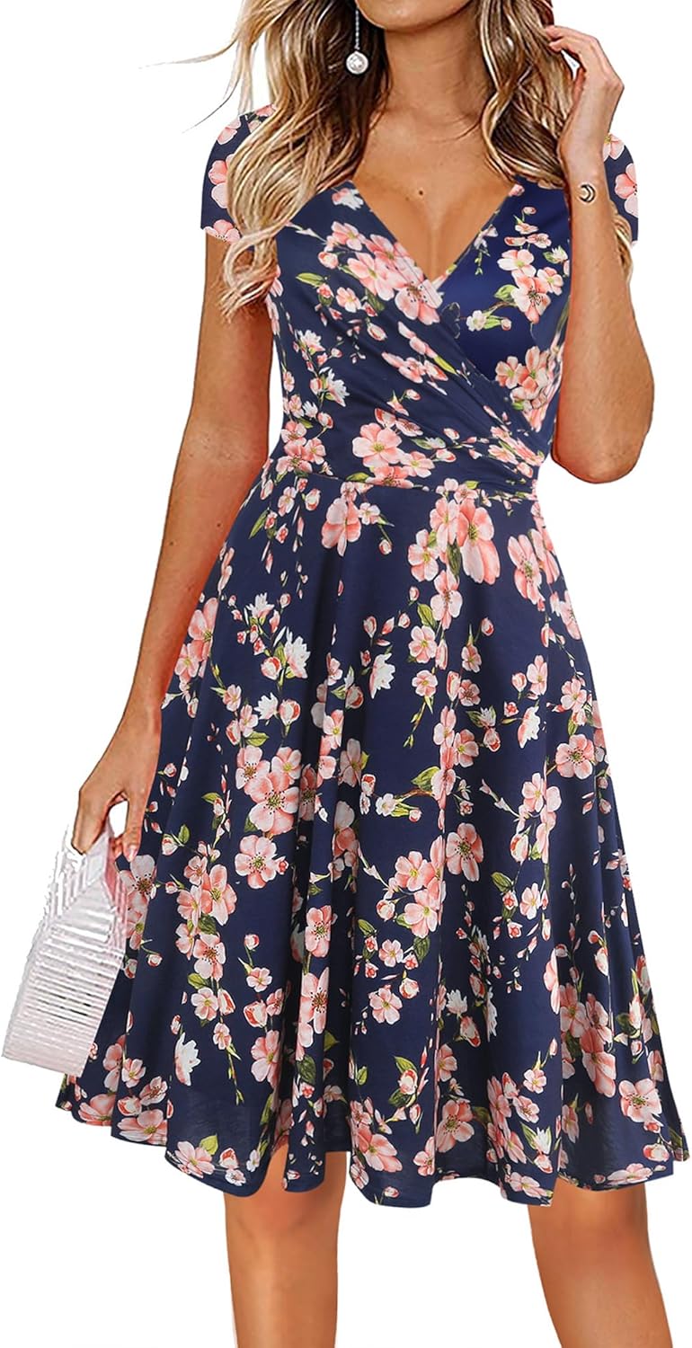Oxiuly Women's Cap Sleeve Summer Casual Dress for Every Occasion
