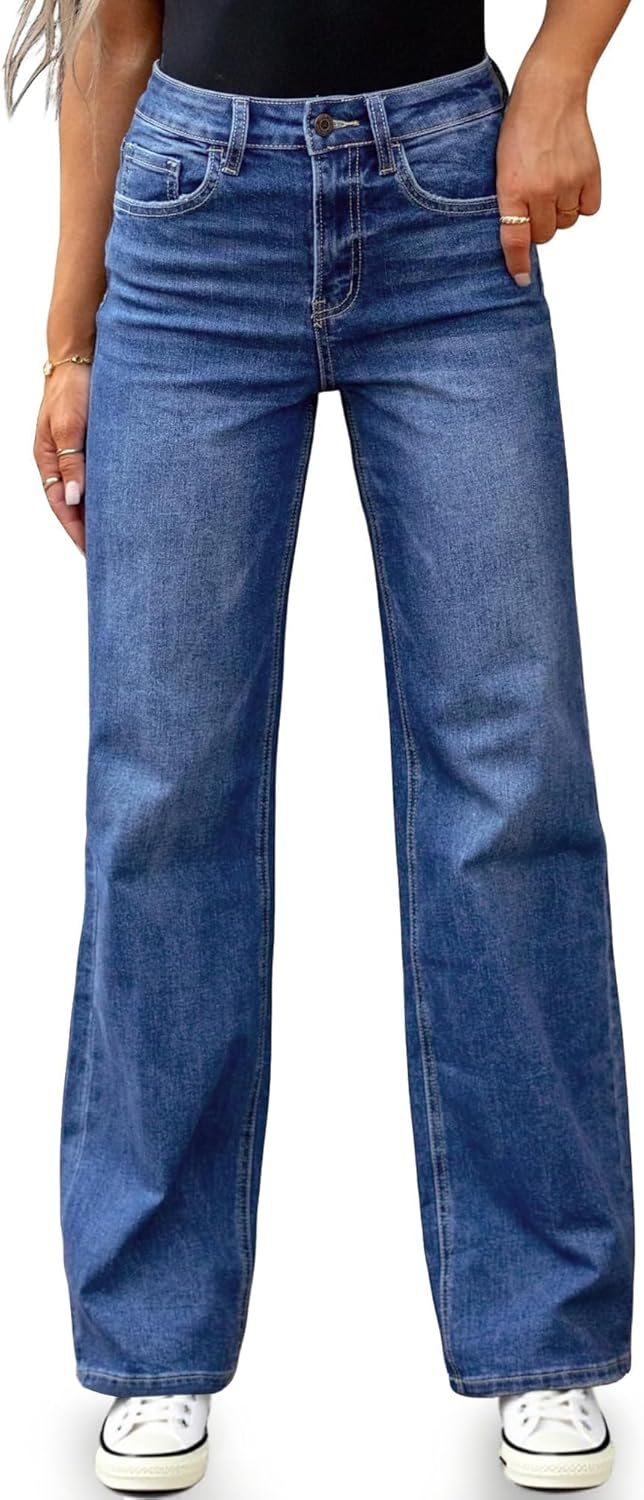 Women's High Waisted Straight Leg Jeans for Trendy Style