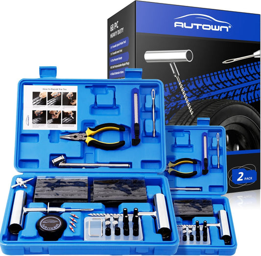 Flat Tire Repair Kit with Plug 68 Pcs for Car, Motorcycle, ATV