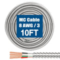 8/3 MC Cable with Ground 10FT 8AWG/3 Metal Clad Wire - Durable Armor