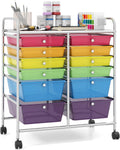 Multicolor 12 Drawer Rolling Storage Cart - Mobile Organizer