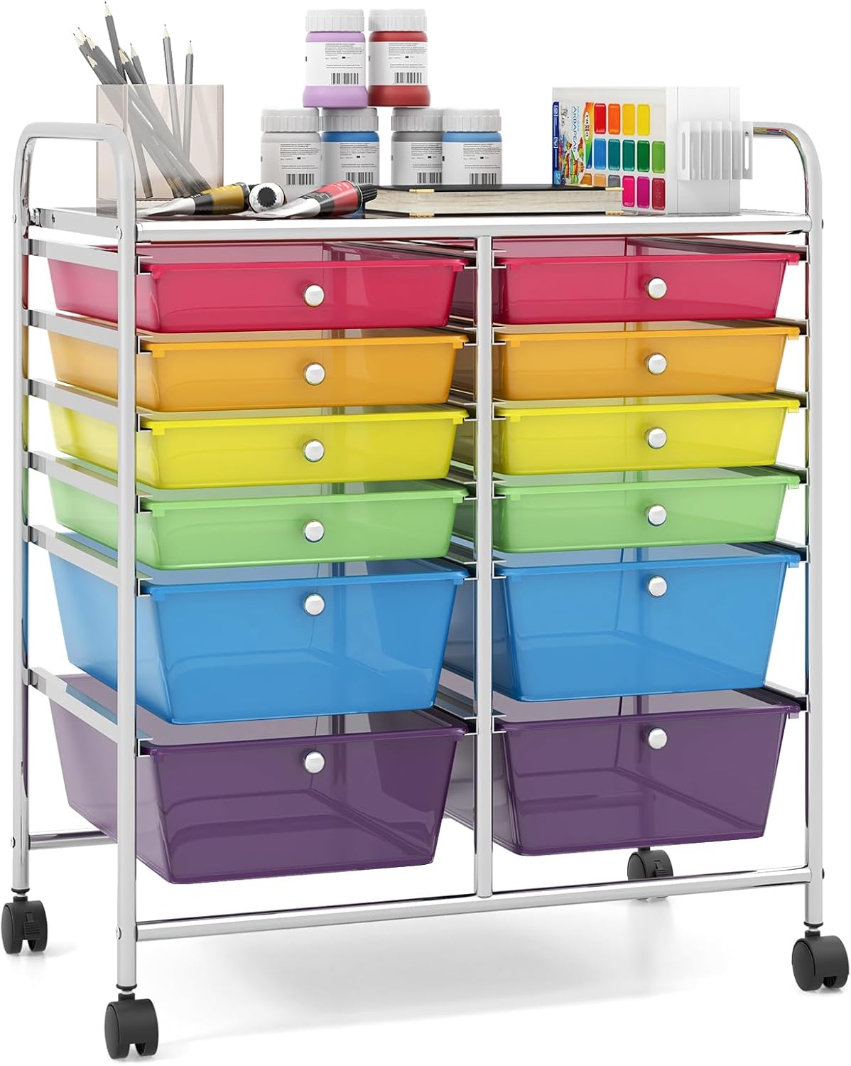 Giantex 12 Drawer Rolling Storage Cart for Home and Office Use