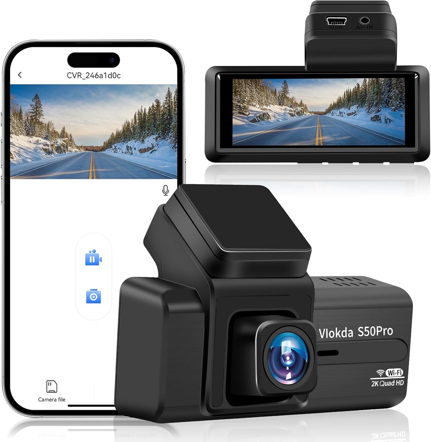 Vlokda 2K WiFi Dash Cam: Super Night Vision
