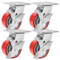 Heavy Duty Casters Set of 4 4 in Locking Wheels - 3200 lb Capacity
