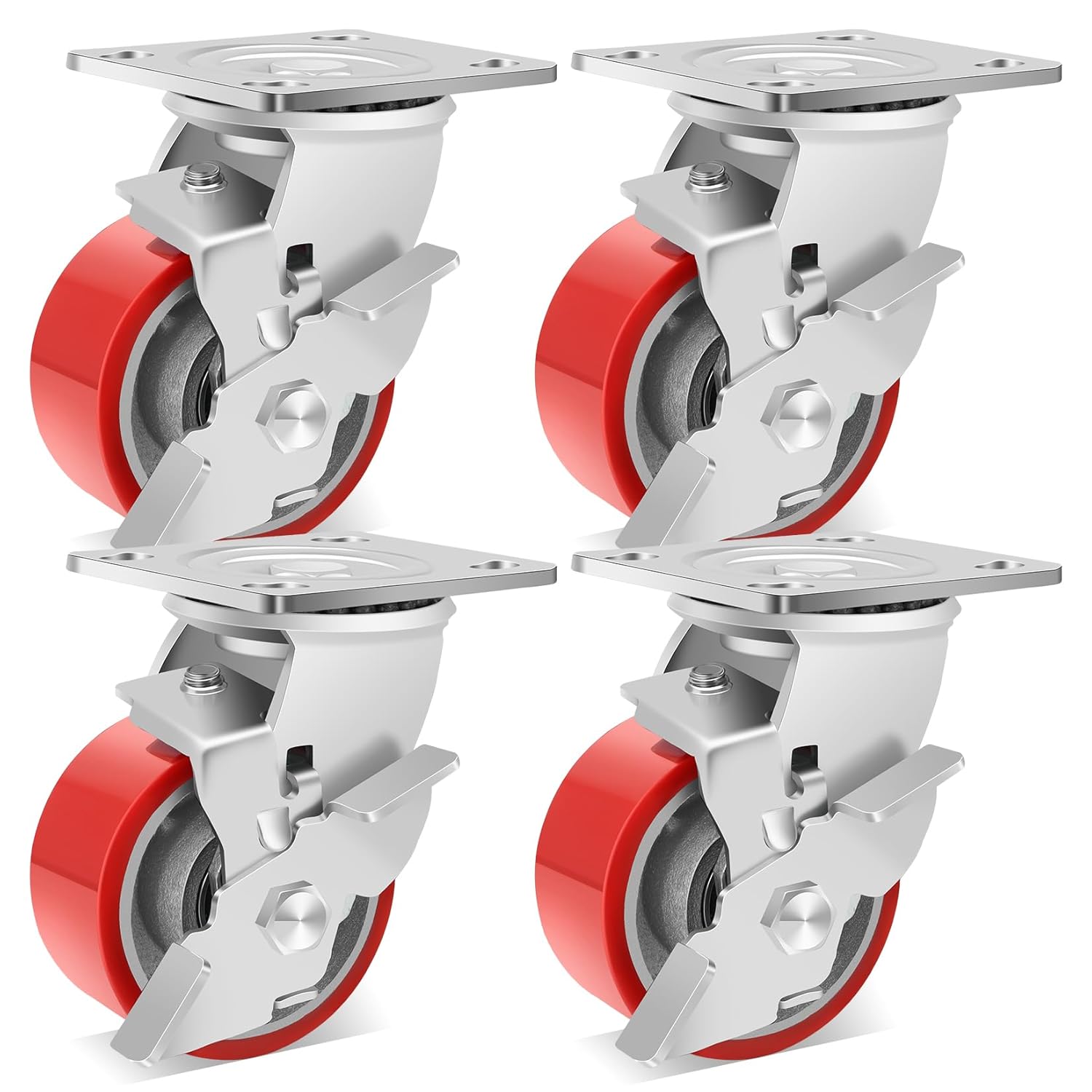 Heavy Duty Casters Set of 4 for Industrial Use with Locking Wheels