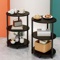 Charcoal Wenge 2-Pack Small Round Side Table - 3-Tier Oval Accent