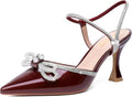 Closed Toe Rhinestone Slingback Kitten Heels - Elegant Low Heel