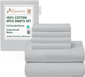 Full Size Cotton Sheets 6 Pc Percale Set in Quiet Gray - Deep Pockets