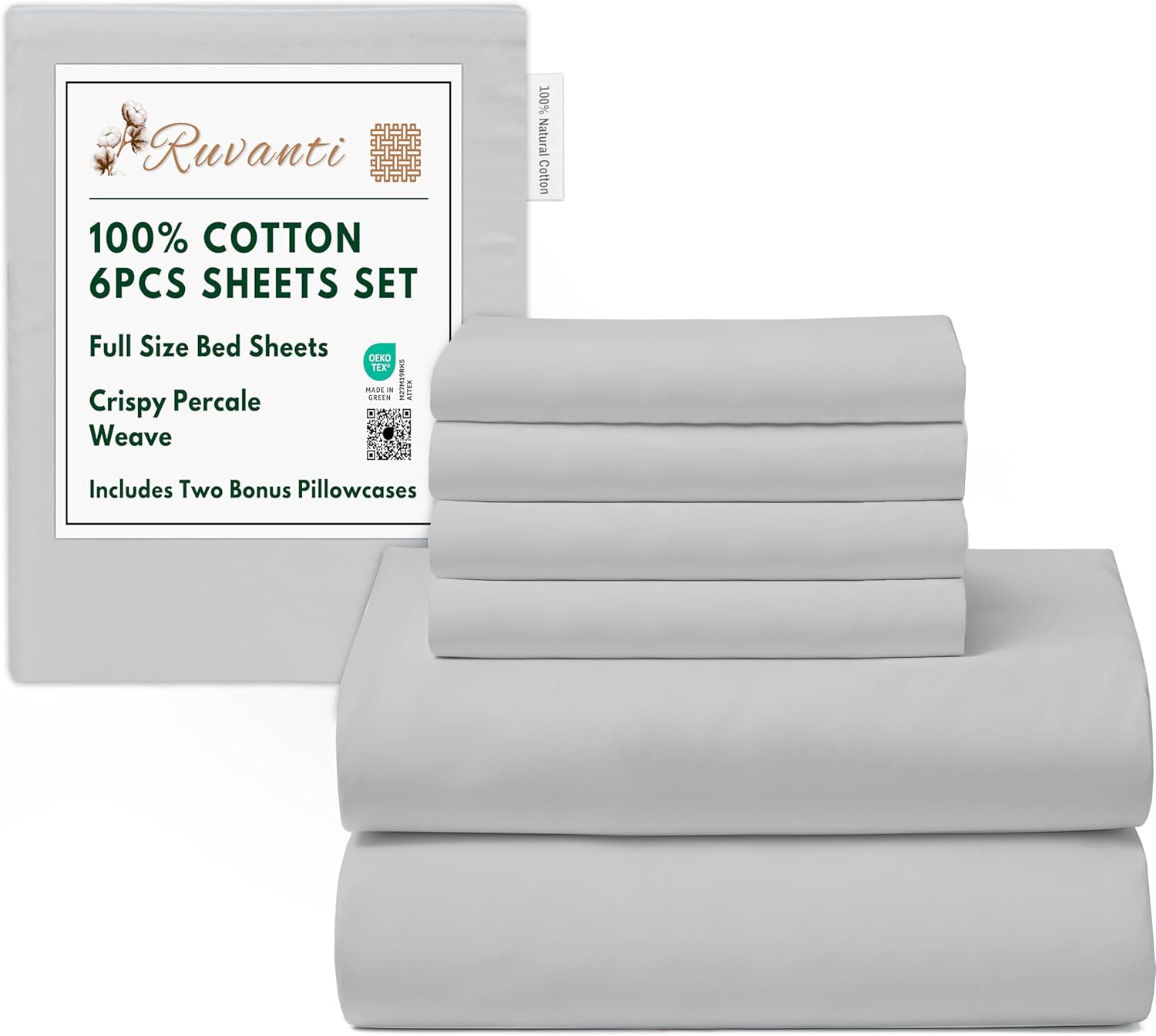 RUVANTI 6 Pcs Cotton Sheets - Soft, Lightweight & Breathable
