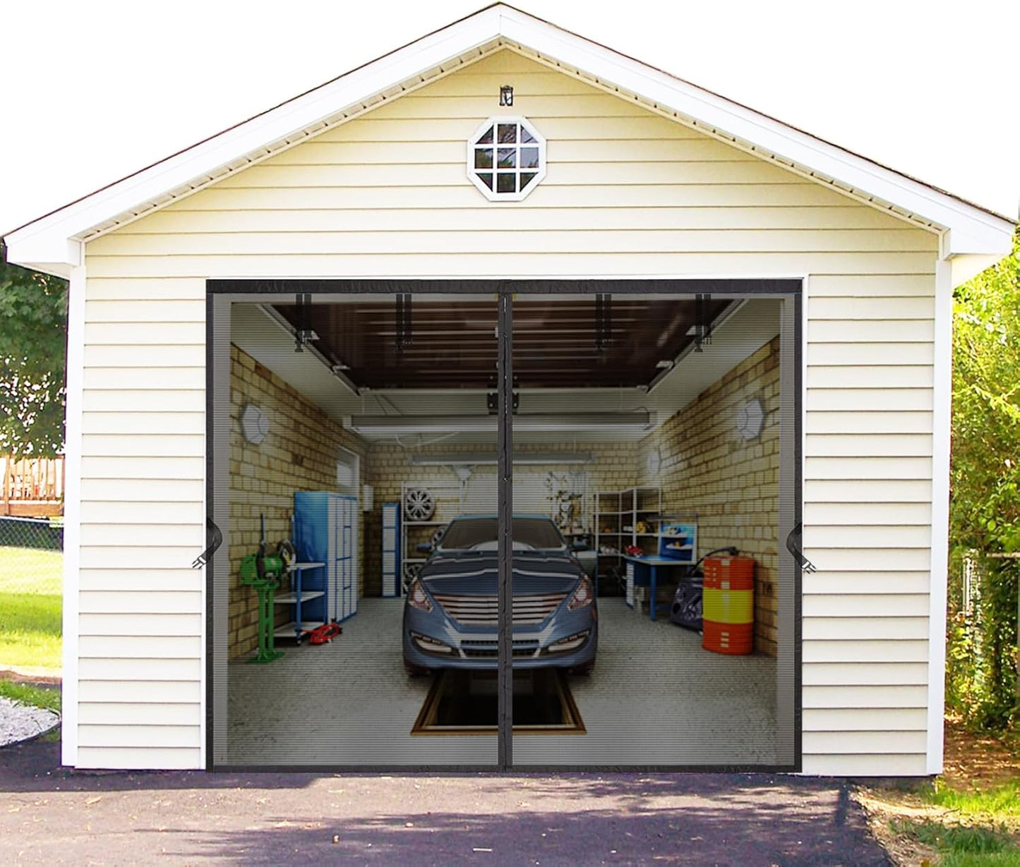 Magnetic Retractable Garage Door Screen 12x8 FT for Easy Use