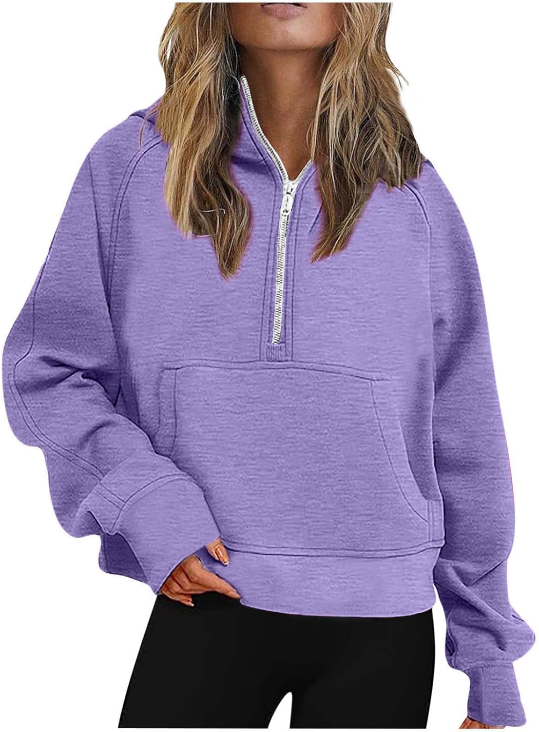 Cozy Oversized Half-Zip Hoodie with Pockets