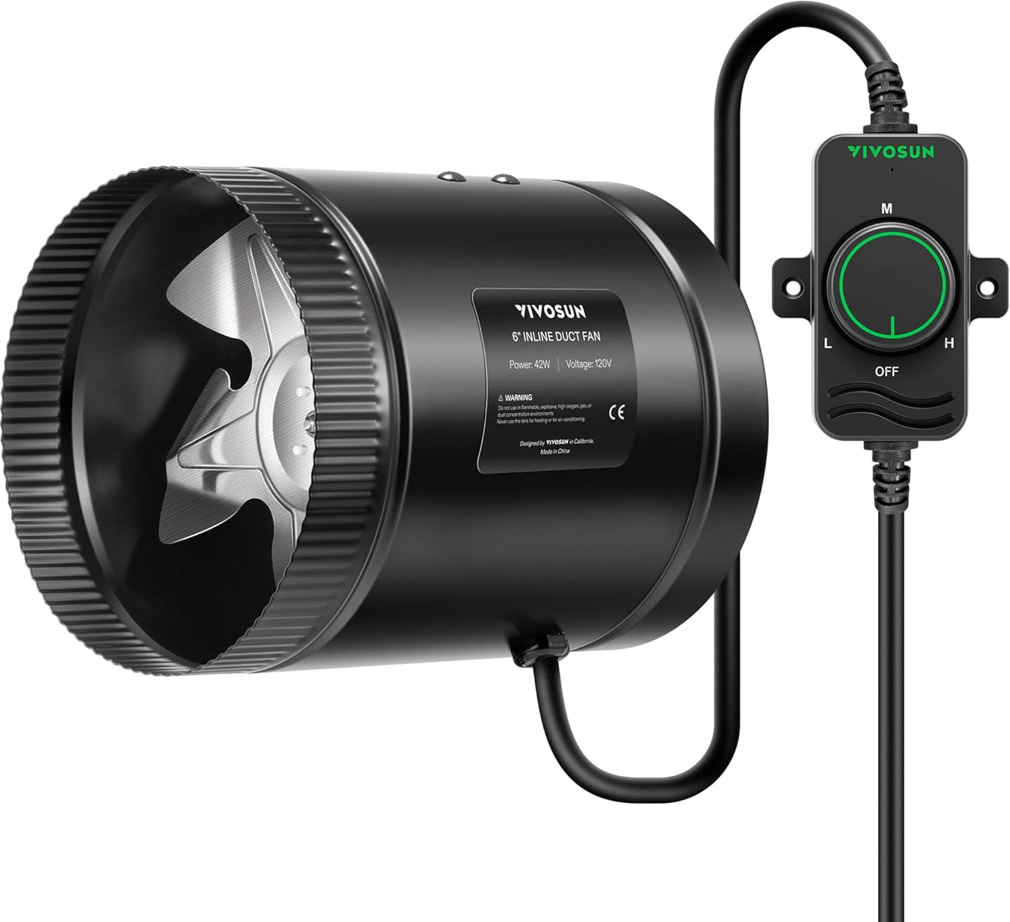VIVOSUN Inline Booster Duct Fan 6 275 CFM for Quiet Airflow