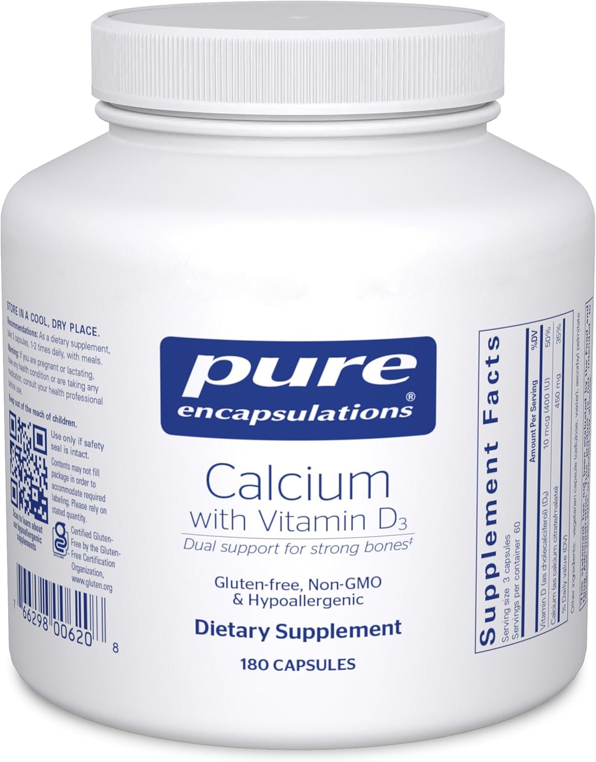 Pure Encapsulations Calcium with Vitamin D3 for Bone Health