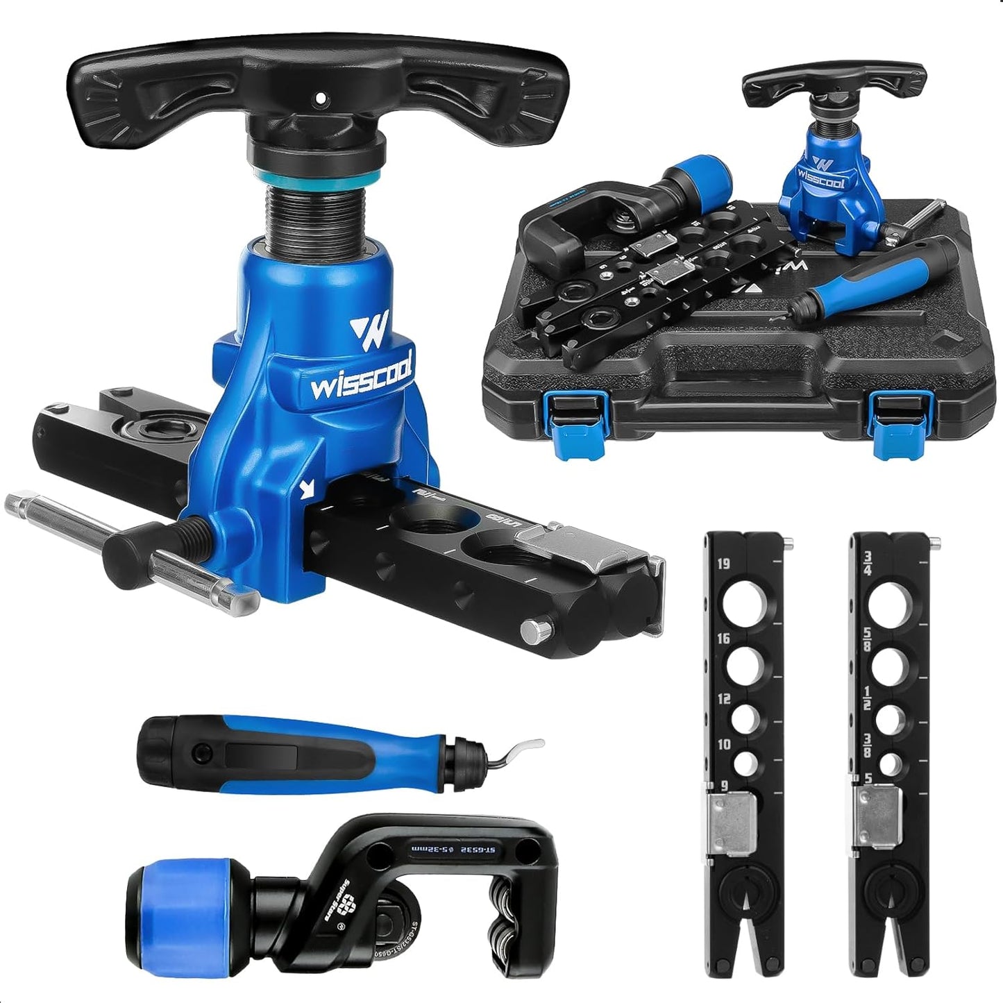 Flaring Tool Kit for HVAC and Plumbing with 6 Dies and Cutter