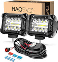 NAOEVO 4 in LED Pod Lights Spot Flood Combo - Rugged Off-Road Lighting