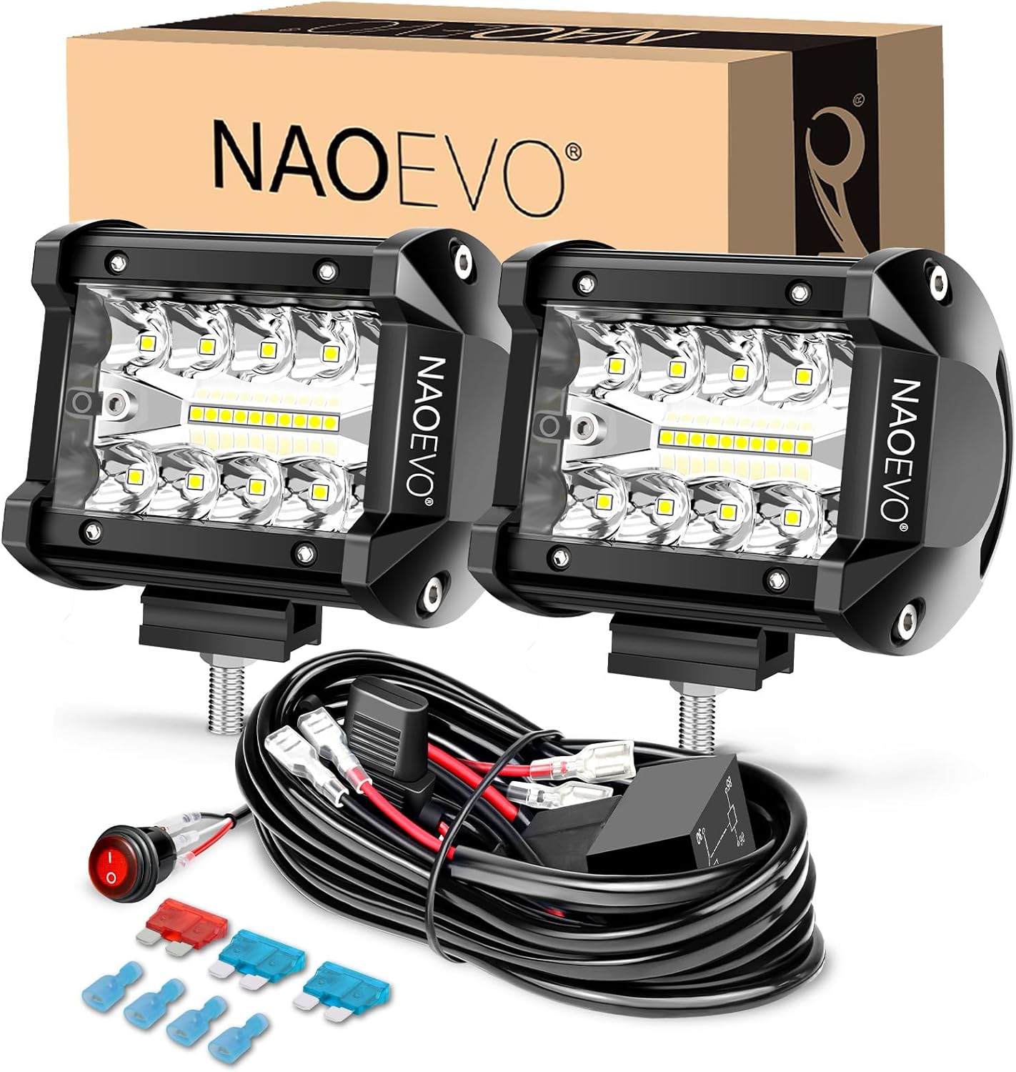 NAOEVO 4 Inch LED Pod Lights for Off Road and Driving Use