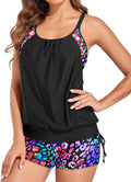 Holipick Blouson Tankini Swimsuits for Women - Modest Two Piece Set