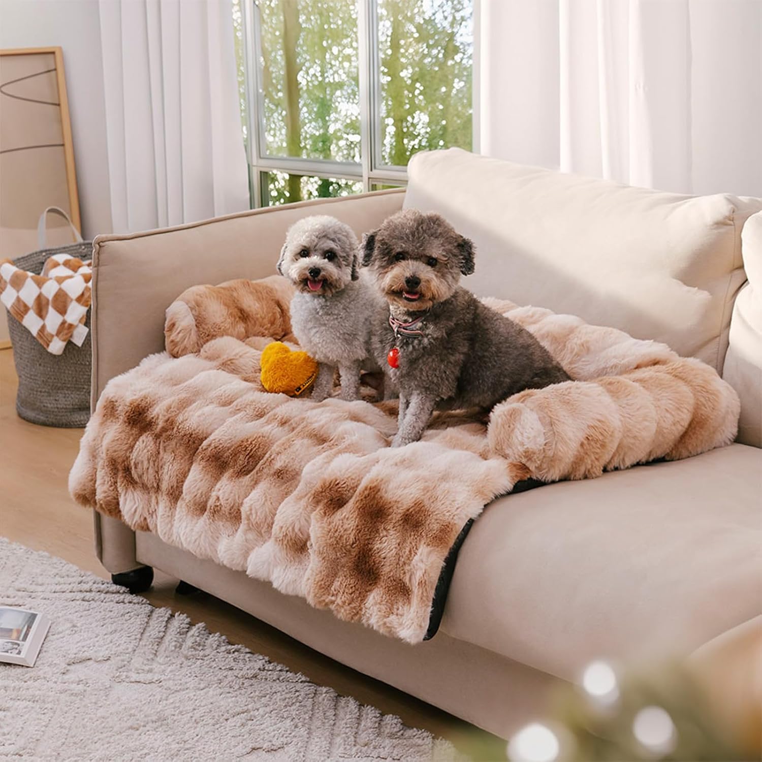Funny Fuzzy Pet Couch Bed Protector for Dogs and Cats, Washable