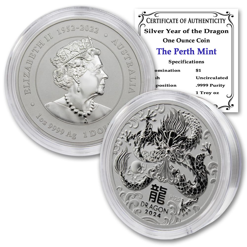 2024 P 1 oz Silver Australian Lunar Series III Dragon Coin