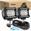 Nilight 4in 60W LED Pods Pair - Amber & White Multi Mode