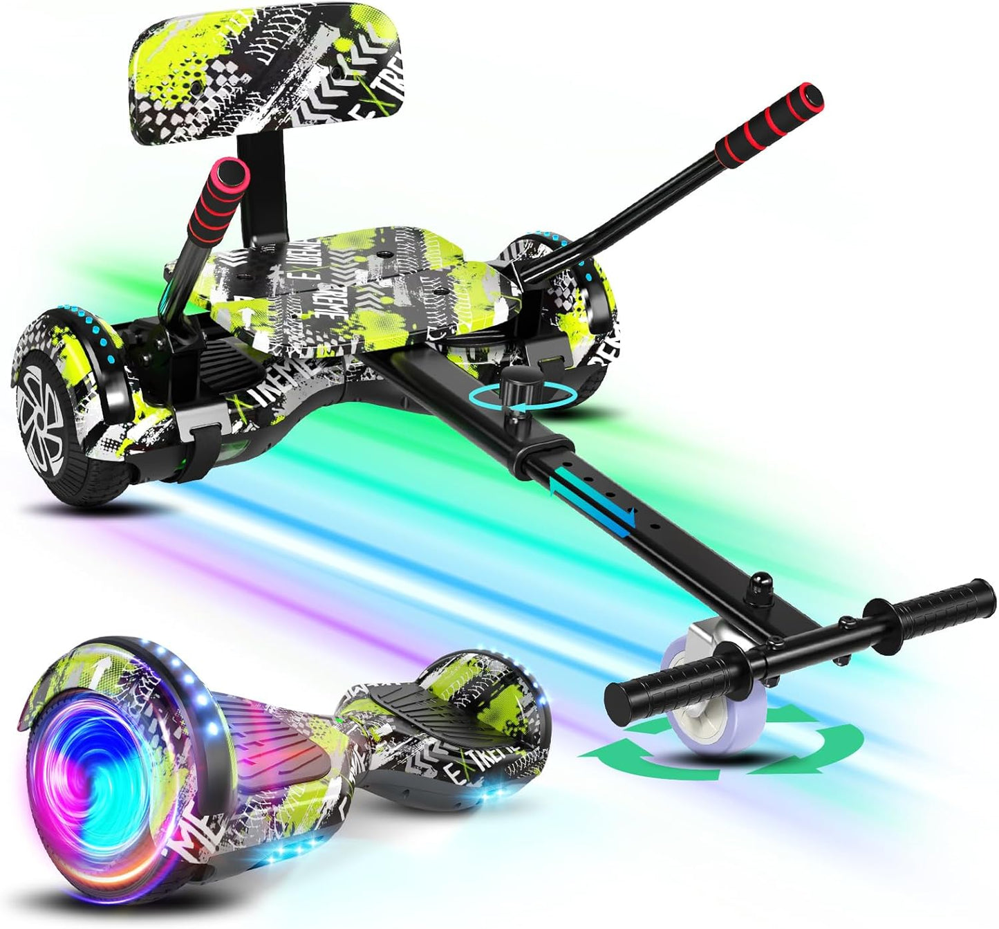 Scooter Seat Attachment Combo with Bluetooth LED Lights for Kids