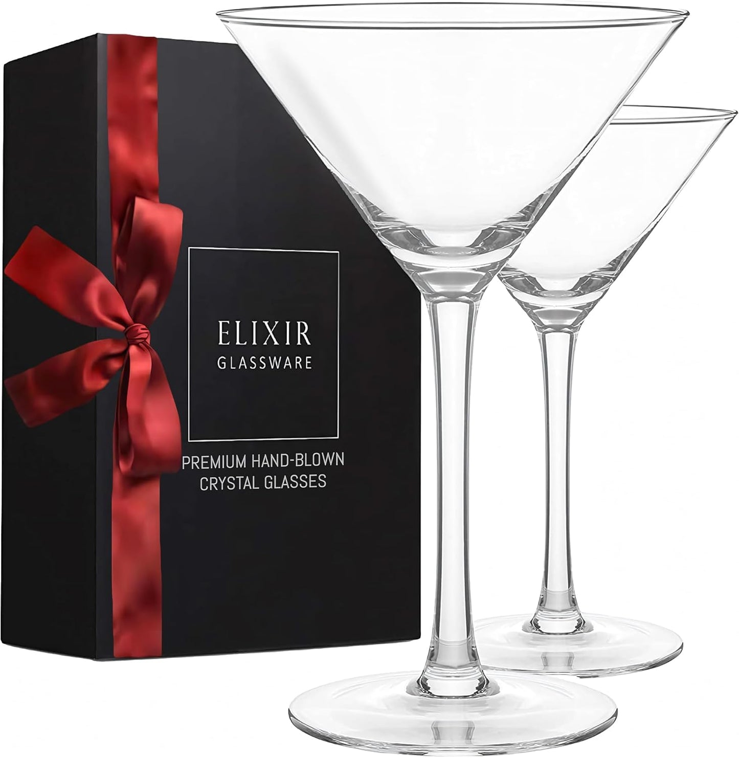 Hand Blown Crystal Martini Glasses - Set of 2