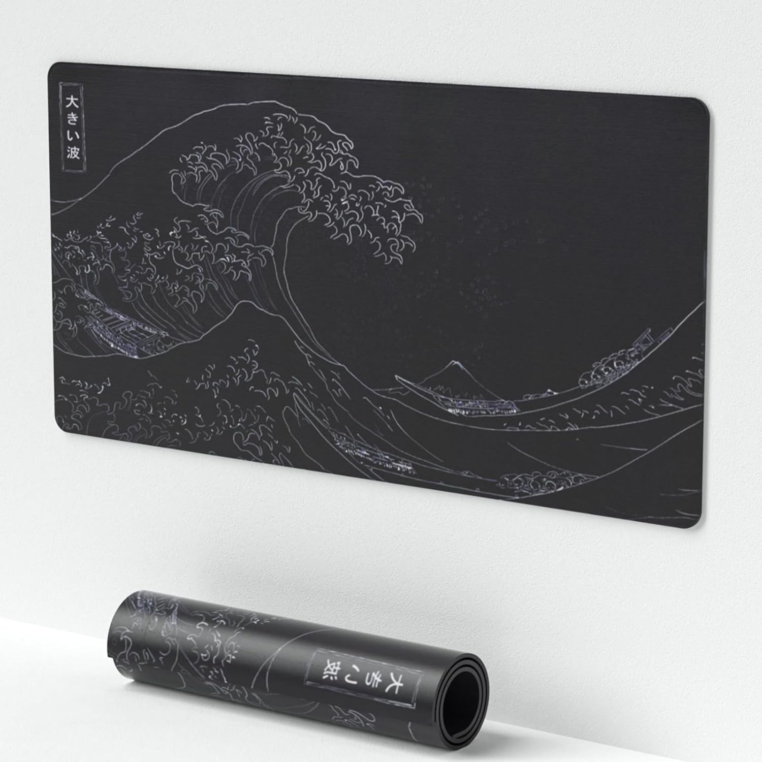Large Japanese Sea Wave Mouse Pad - Non-Slip Desk Mat 23.6x11.8 - Gaming & Office Protector