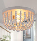White Beaded Flush Mount Ceiling Light - Boho 2-Light Chandelier