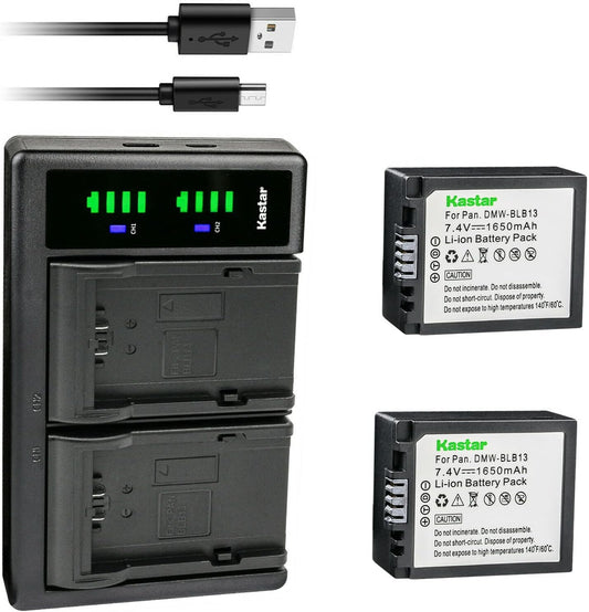 Kastar DMW-BLB13 Battery and LTD2 USB Charger for Panasonic