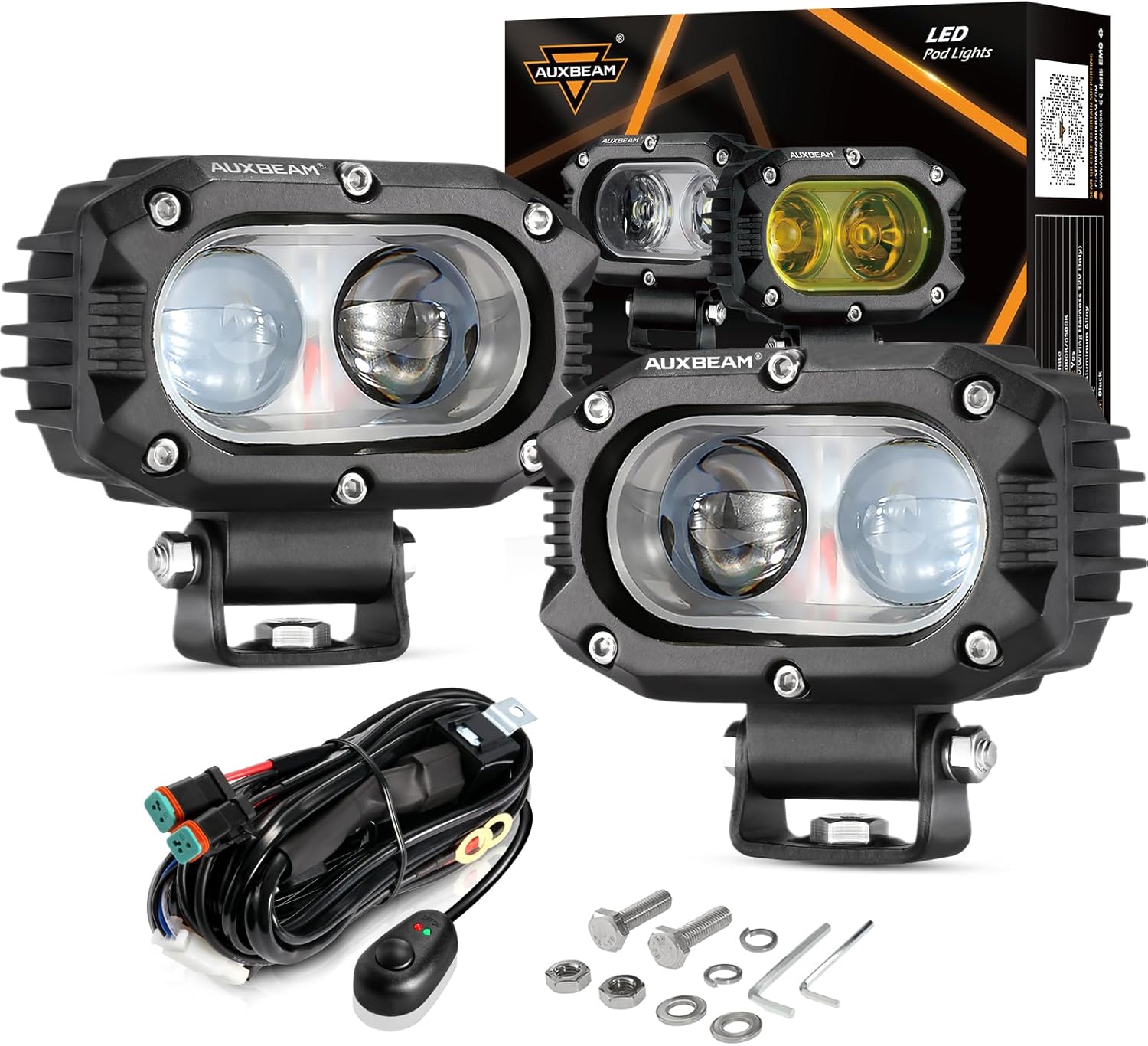 Auxbeam 4 Inch LED Square Pod Light for Jeep and Truck Use